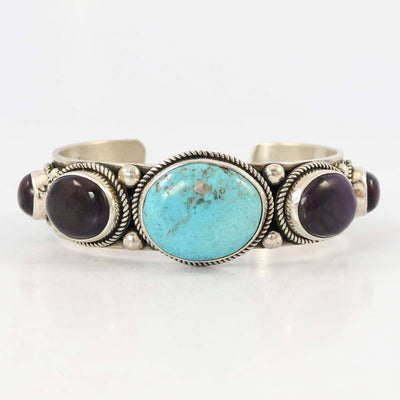 Morenci Turquoise and Sugilite Cuff by Albert Jake and Bruce Eckhardt - Garland's