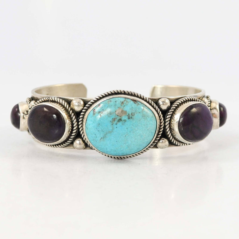 Morenci Turquoise and Sugilite Cuff by Albert Jake and Bruce Eckhardt - Garland&
