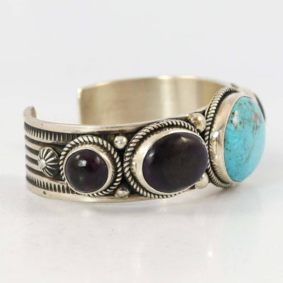 Morenci Turquoise and Sugilite Cuff by Albert Jake and Bruce Eckhardt - Garland's