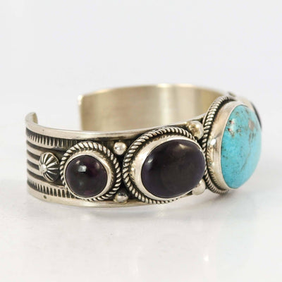 Morenci Turquoise and Sugilite Cuff by Albert Jake and Bruce Eckhardt - Garland's