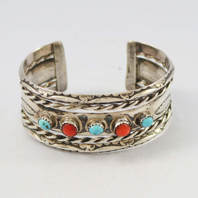1970s Turquoise and Coral Cuff by Vintage Collection - Garland's