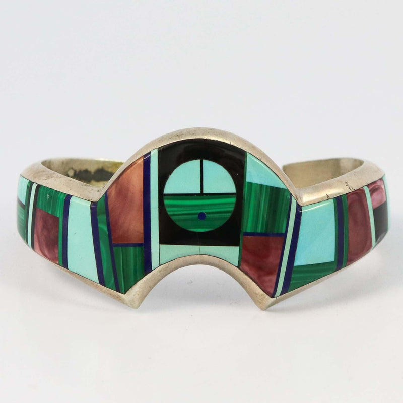 1970s Inlaid Sunface Cuff by Frank Yellowhorse - Garland&