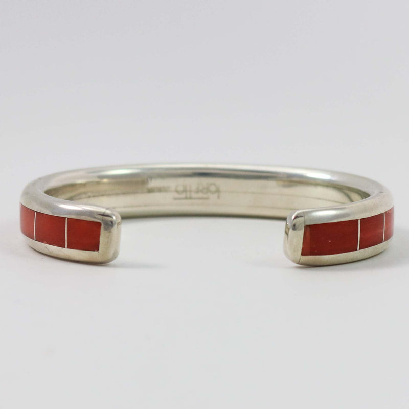 Coral Inlay Cuff by Larry Loretto - Garland&