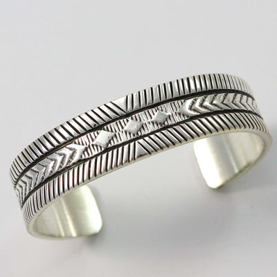 Stamped Silver Cuff by Bruce Morgan - Garland's
