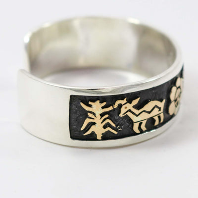 Gold on Silver Petroglyph Cuff by Watson Honanie - Garland's