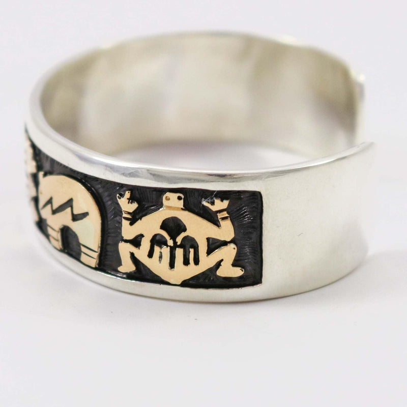 Gold on Silver Petroglyph Cuff by Watson Honanie - Garland&