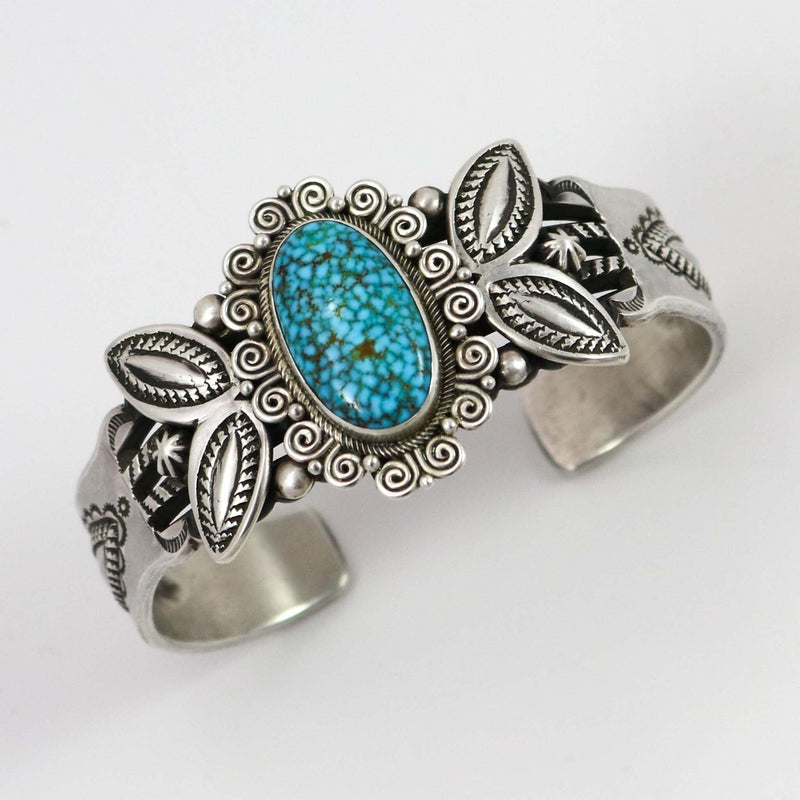 Spiderweb Kingman Turquoise Cuff by Quaid Shorty - Garland&