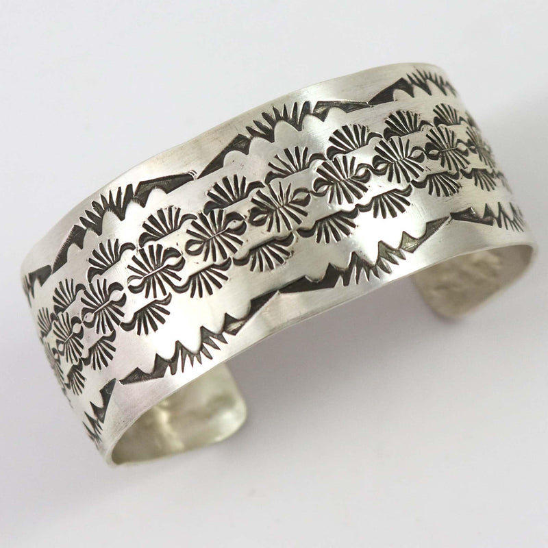Stamped Silver Cuff by Kobe Martinez - Garland&
