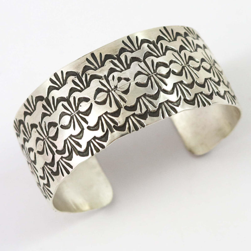Stamped Silver Cuff by Kobe Martinez - Garland&