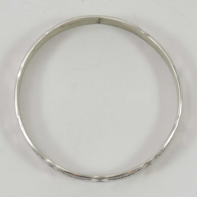 Stamped Silver Bangle by Roland Begay - Garland's