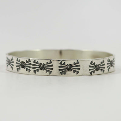 Stamped Silver Bangle by Roland Begay - Garland's