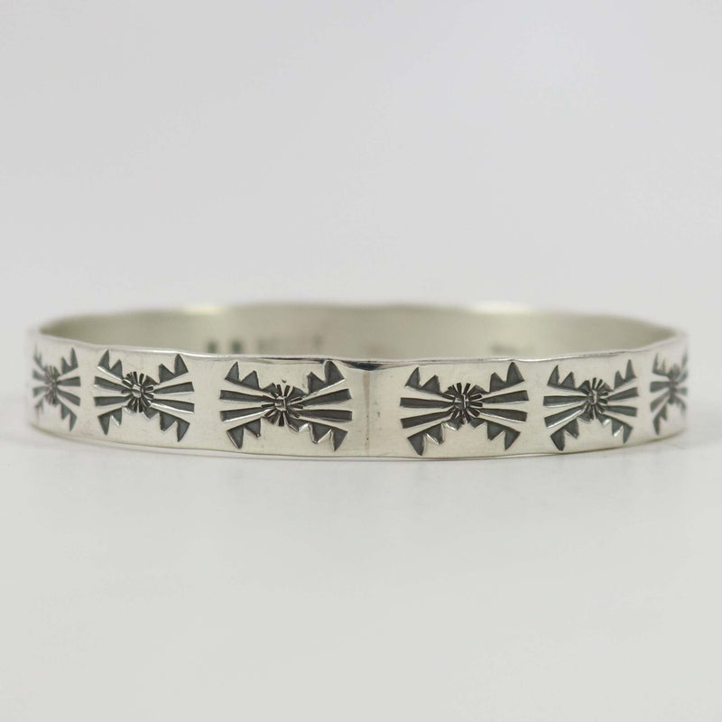 Stamped Silver Bangle by Roland Begay - Garland&