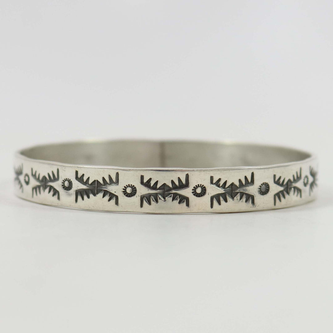 Stamped Silver Bangle by Roland Begay - Garland's