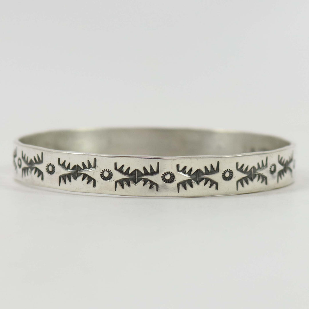 Stamped Silver Bangle by Roland Begay - Garland's