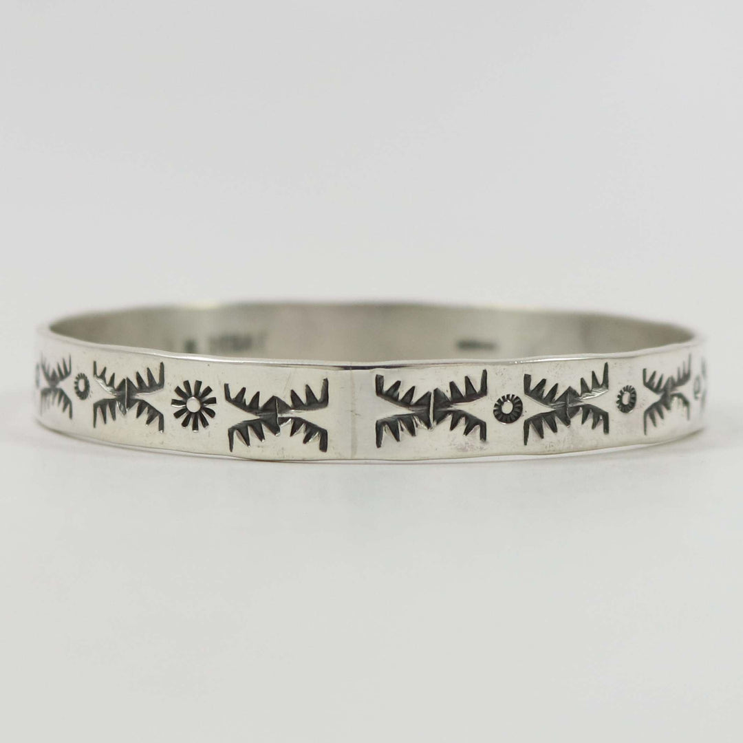 Stamped Silver Bangle by Roland Begay - Garland's