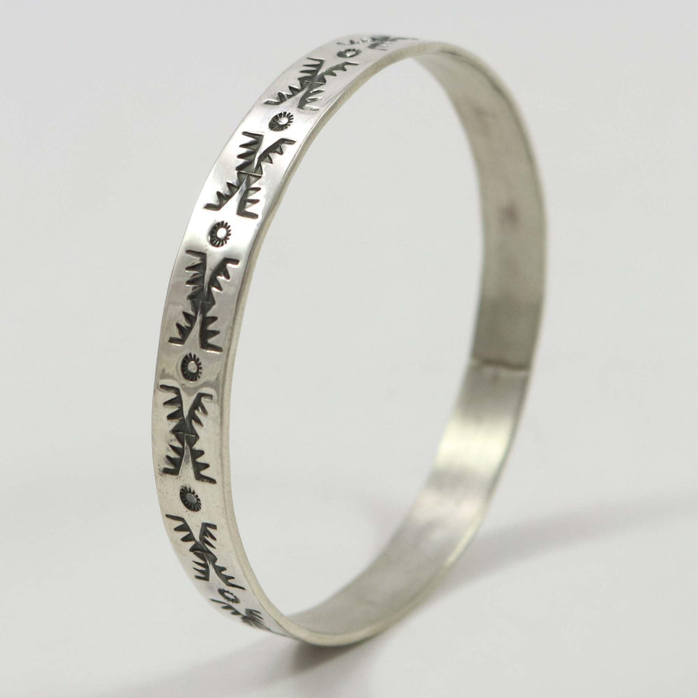 Stamped Silver Bangle by Roland Begay - Garland's