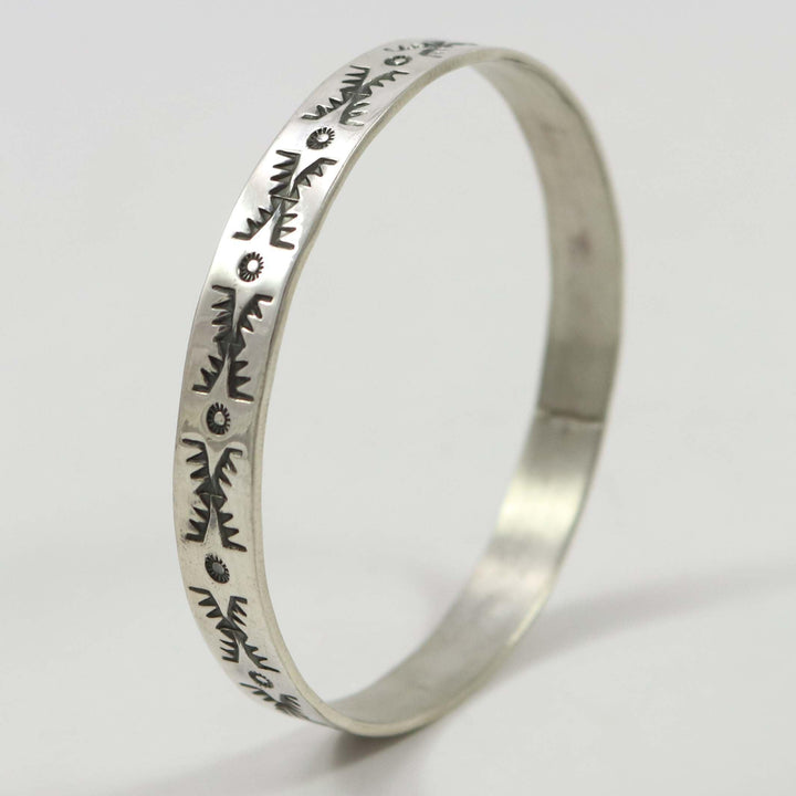 Stamped Silver Bangle by Roland Begay - Garland's