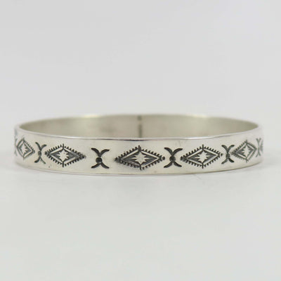 Stamped Silver Bangle by Roland Begay - Garland's
