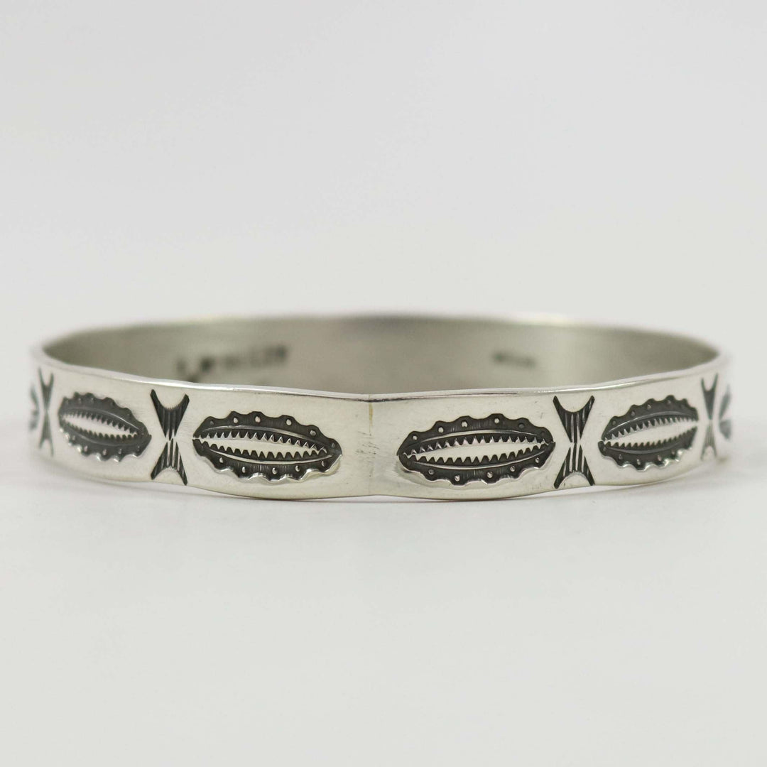 Stamped Silver Bangle by Roland Begay - Garland's