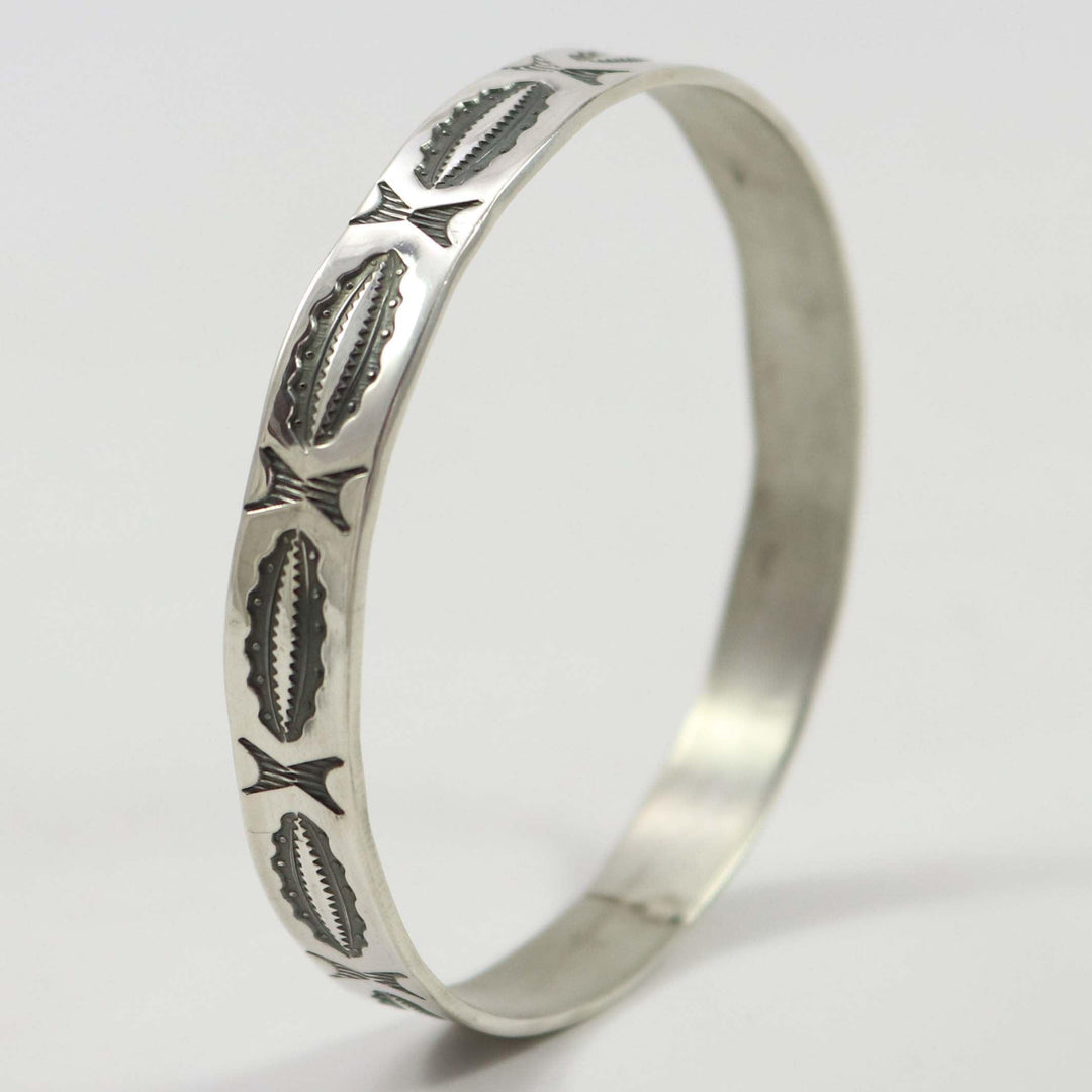 Stamped Silver Bangle by Roland Begay - Garland's