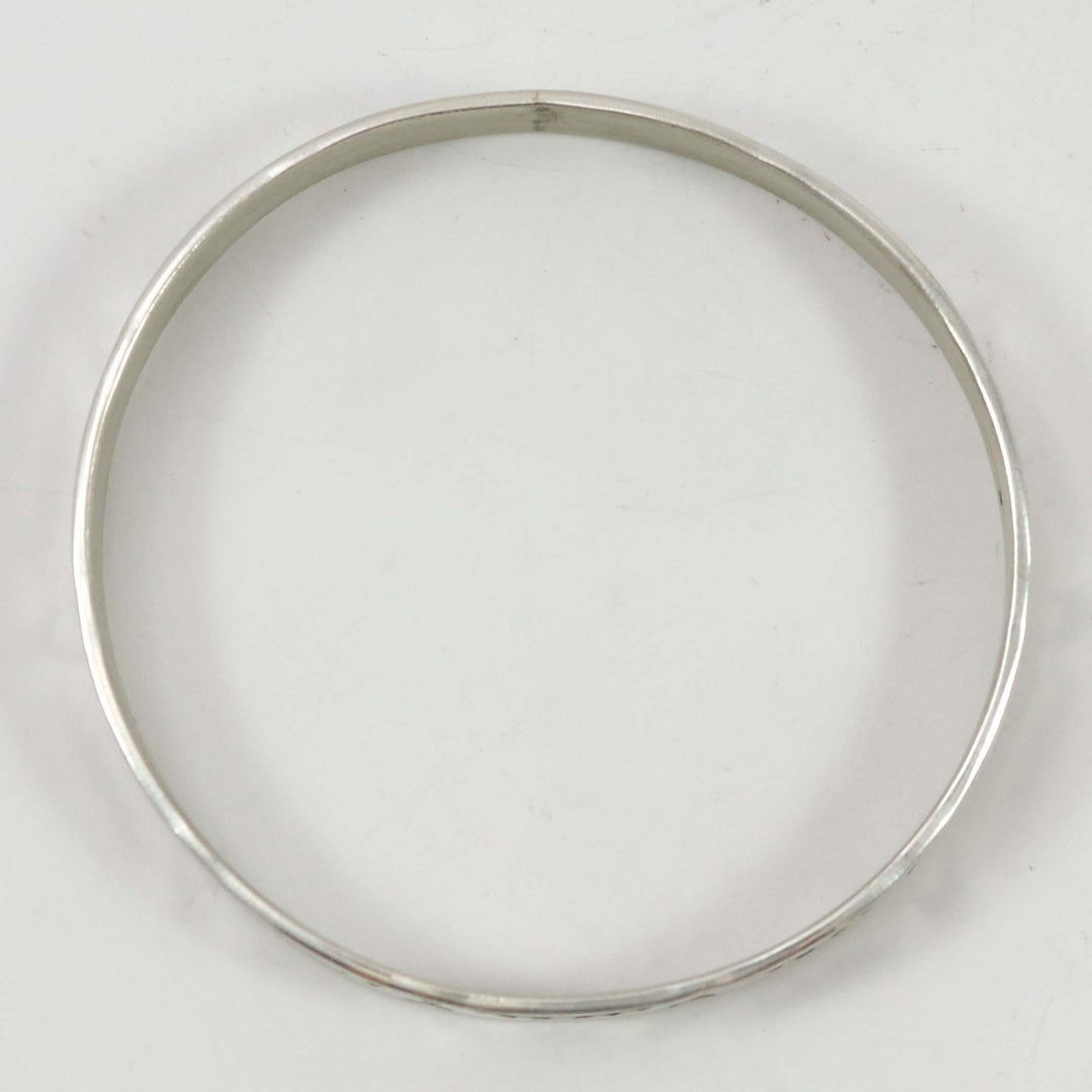 Stamped Silver Bangle by Roland Begay - Garland's