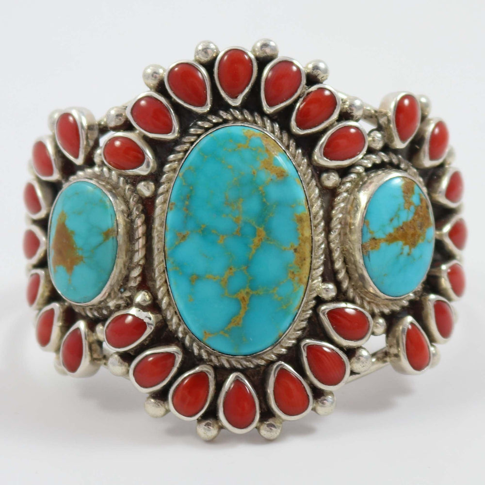 Coral and Turquoise Cuff by Clarissa and Vernon Hale - Garland's