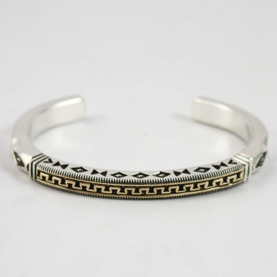 Stamped Gold on Silver Cuff by Jennifer Curtis - Garland's