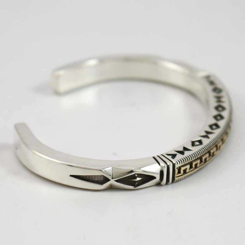Stamped Gold on Silver Cuff by Jennifer Curtis - Garland&