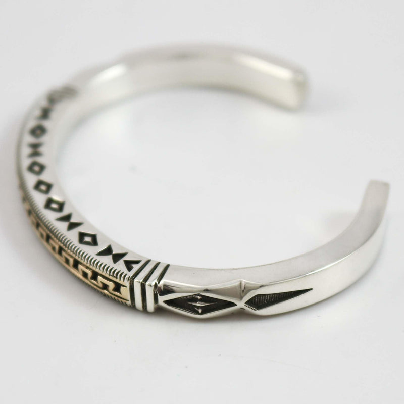 Stamped Gold on Silver Cuff by Jennifer Curtis - Garland&
