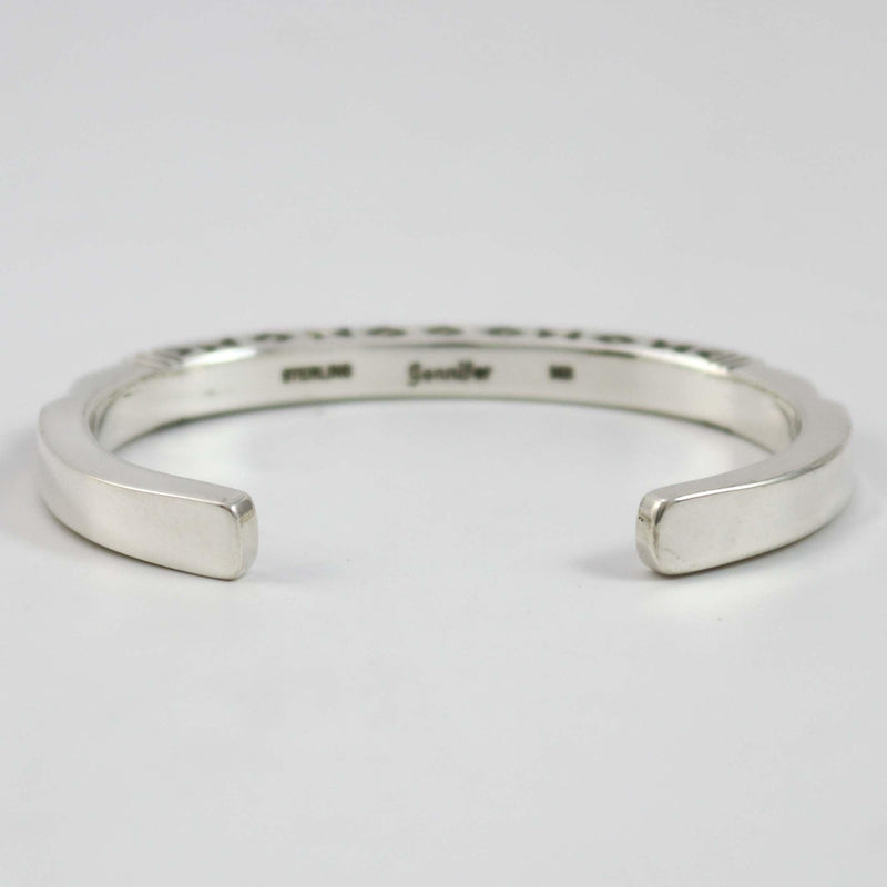 Stamped Gold on Silver Cuff by Jennifer Curtis - Garland&