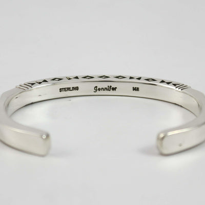 Stamped Gold on Silver Cuff by Jennifer Curtis - Garland's