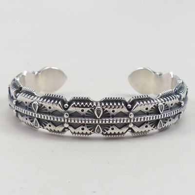 Stamped Silver Cuff by Curtis Pete - Garland's