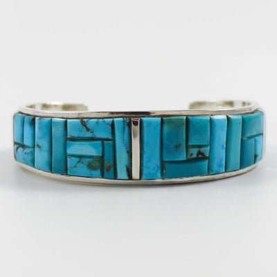 Turquoise Inlay Cuff by Edison Yazzie - Garland's