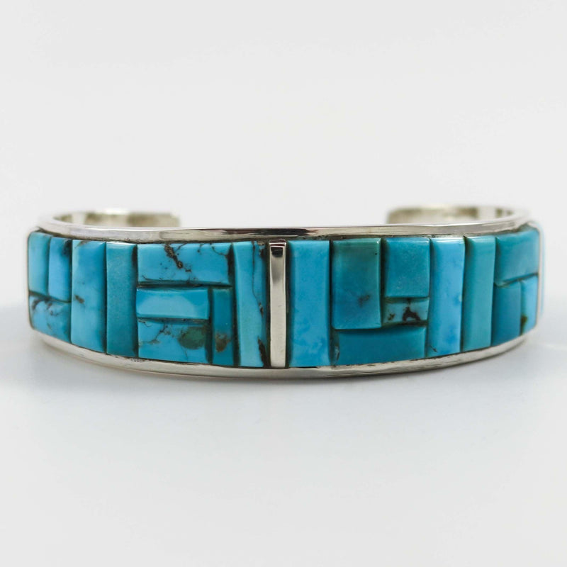 Turquoise Inlay Cuff by Edison Yazzie - Garland&