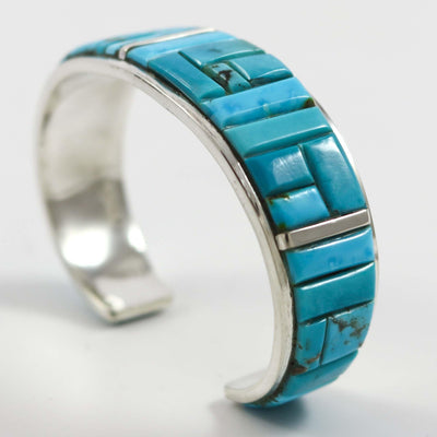 Turquoise Inlay Cuff by Edison Yazzie - Garland's