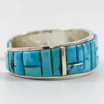 Turquoise Inlay Cuff by Edison Yazzie - Garland's