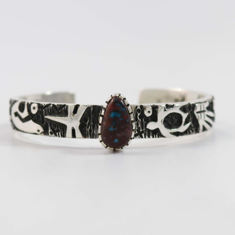 Bisbee Turquoise Petroglyph Cuff by Kee Yazzie - Garland&