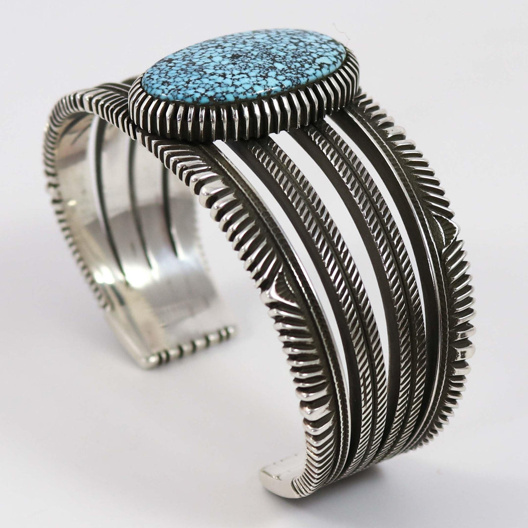 Spiderweb Kingman Turquoise Cuff by Ron Bedonie - Garland's