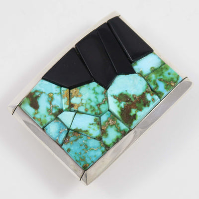 Turquoise and Black Jade Buckle by Na Na Ping - Garland's