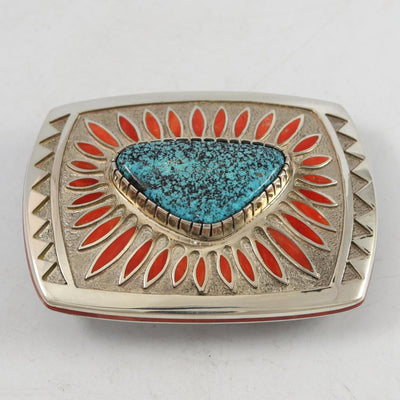 Turquoise and Coral Buckle by Michael Perry - Garland's