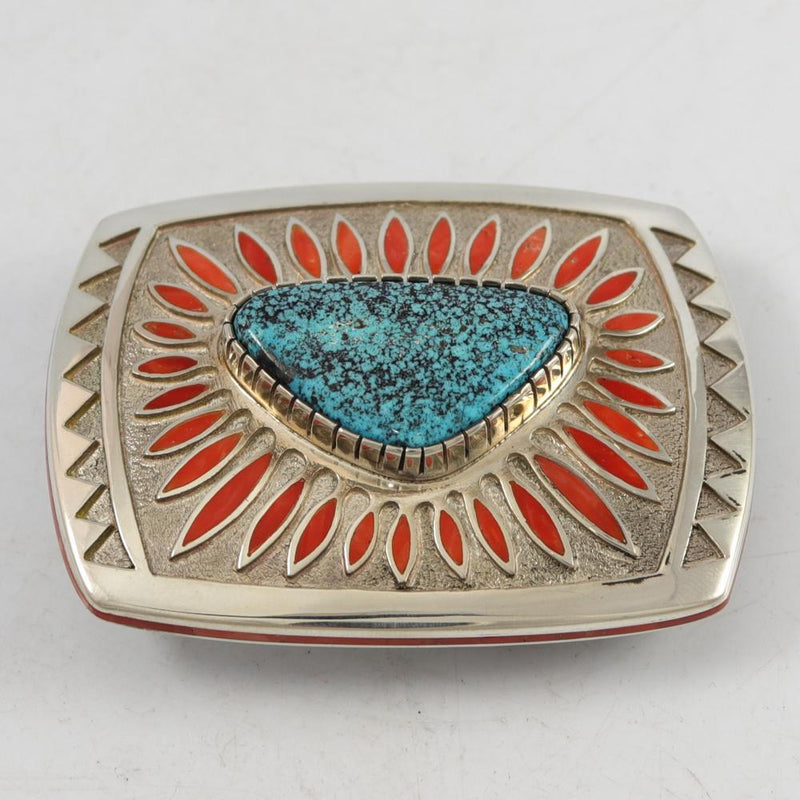 Turquoise and Coral Buckle by Michael Perry - Garland&