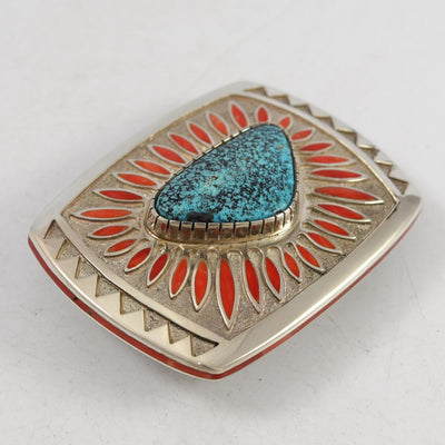 Turquoise and Coral Buckle by Michael Perry - Garland's