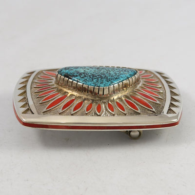 Turquoise and Coral Buckle by Michael Perry - Garland's