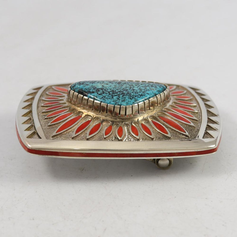 Turquoise and Coral Buckle by Michael Perry - Garland&