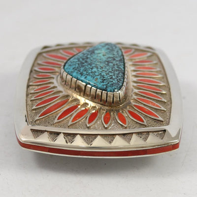 Turquoise and Coral Buckle by Michael Perry - Garland's