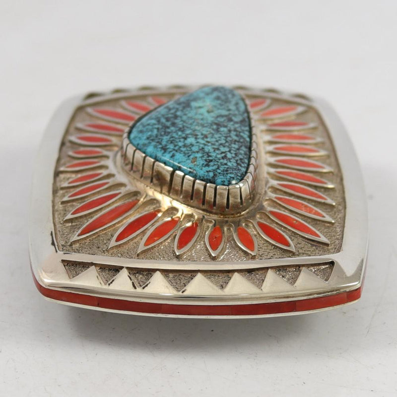 Turquoise and Coral Buckle by Michael Perry - Garland&