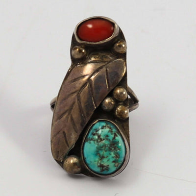 1970s Turquoise and Coral Ring by Vintage Collection - Garland's