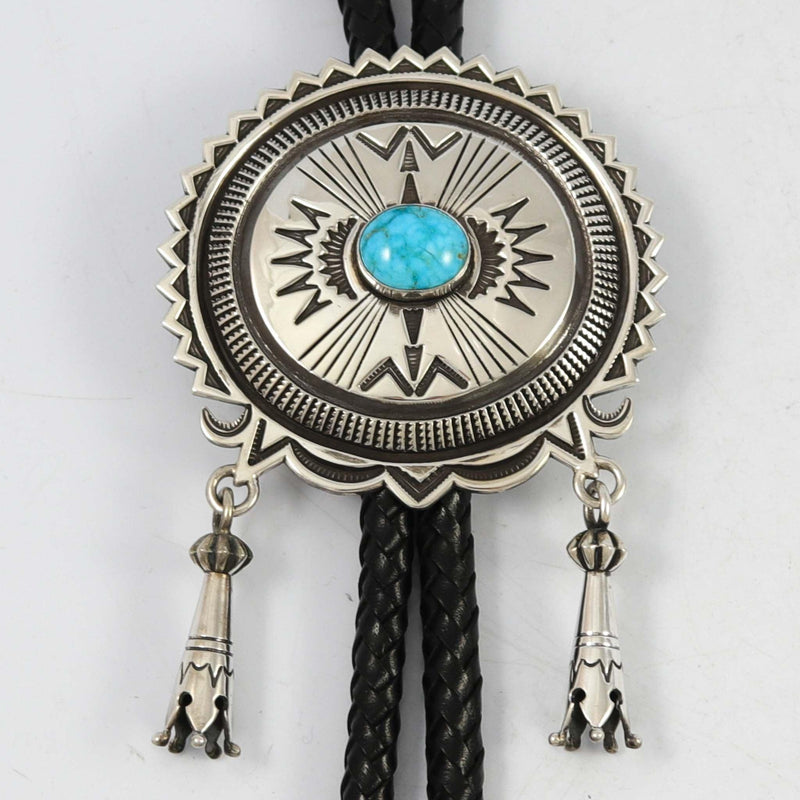 Turquoise and Silver Bola Tie by Norman Bia - Garland&