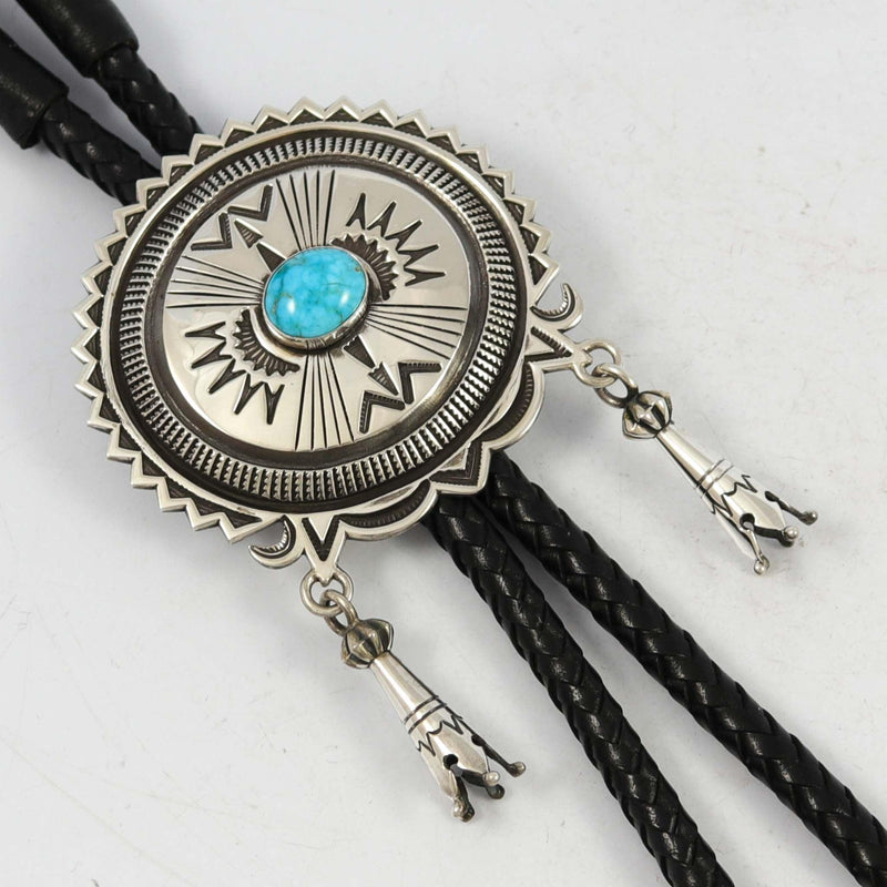 Turquoise and Silver Bola Tie by Norman Bia - Garland&