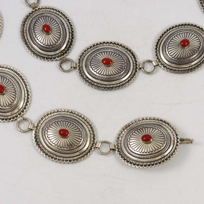 1990s Coral Link Concha Belt by Herbert Taylor - Garland's